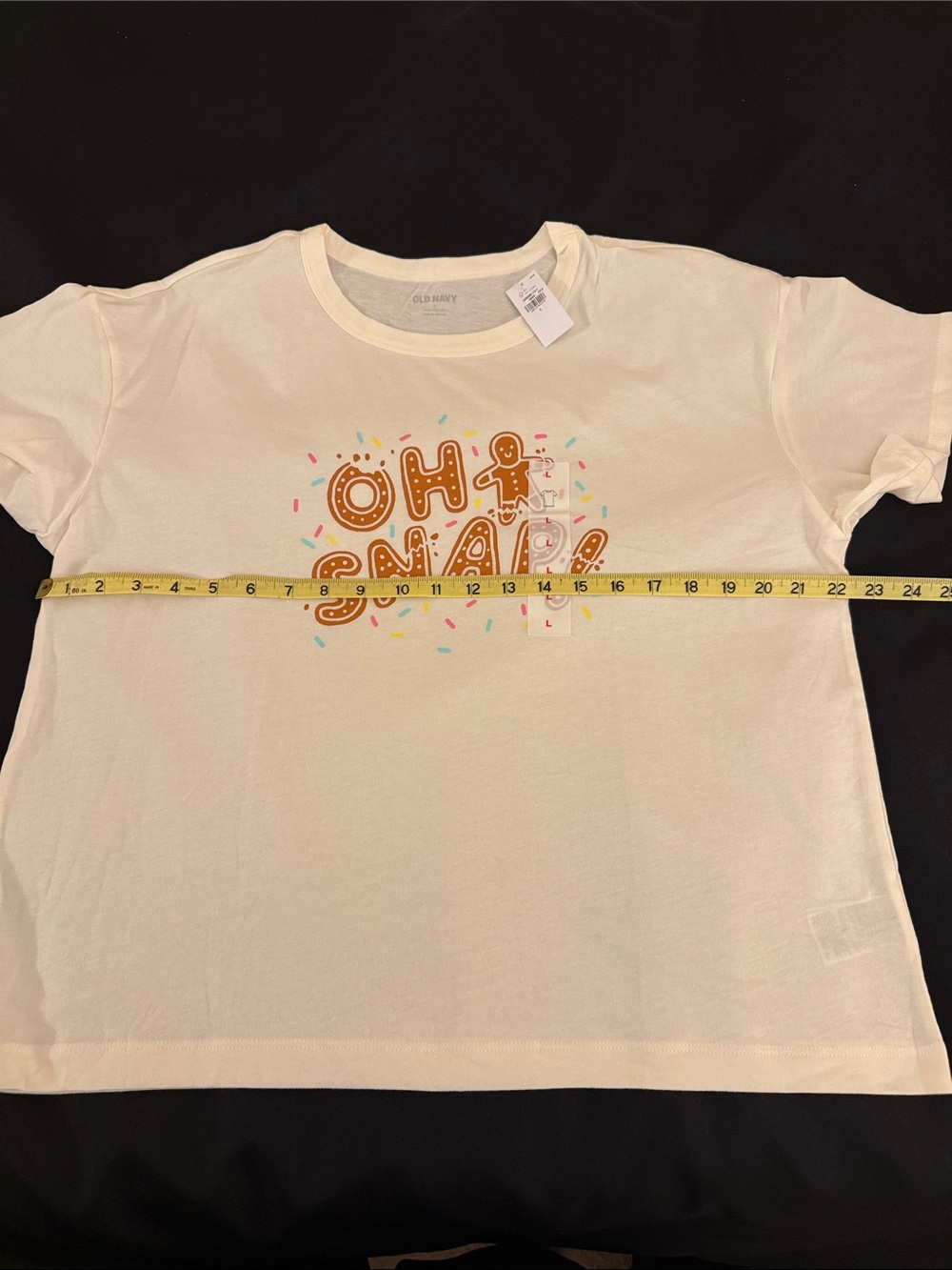 Old Navy Pink and Cream Gingerbread 'OH SNAP' ladies Pajama Set Top L bottom M - Picture 3 of 11